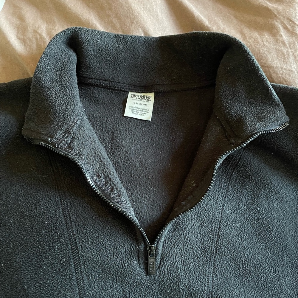 VS Pink cropped quarter zip fleece pullover
